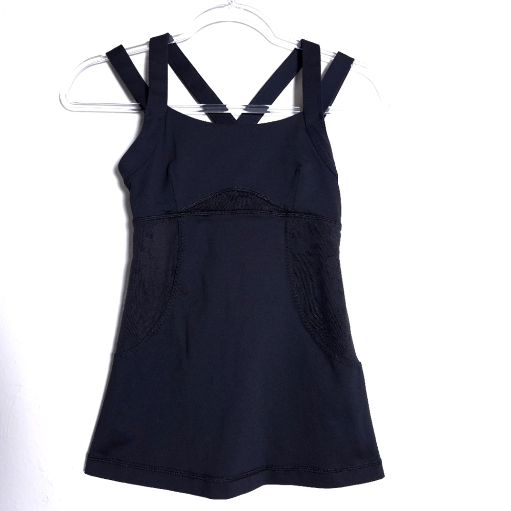 Lululemon Chaturanga Jacquard Mesh Panels Black Tank Size 4